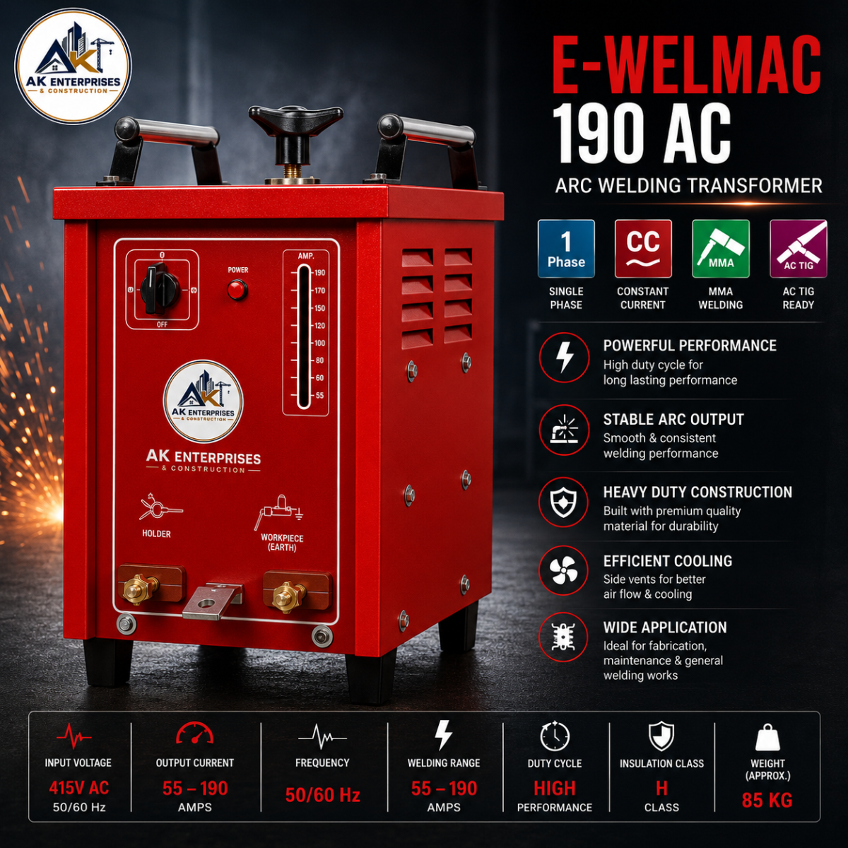 E-WELMAC 190 AC Arc Welding Transformer image 2