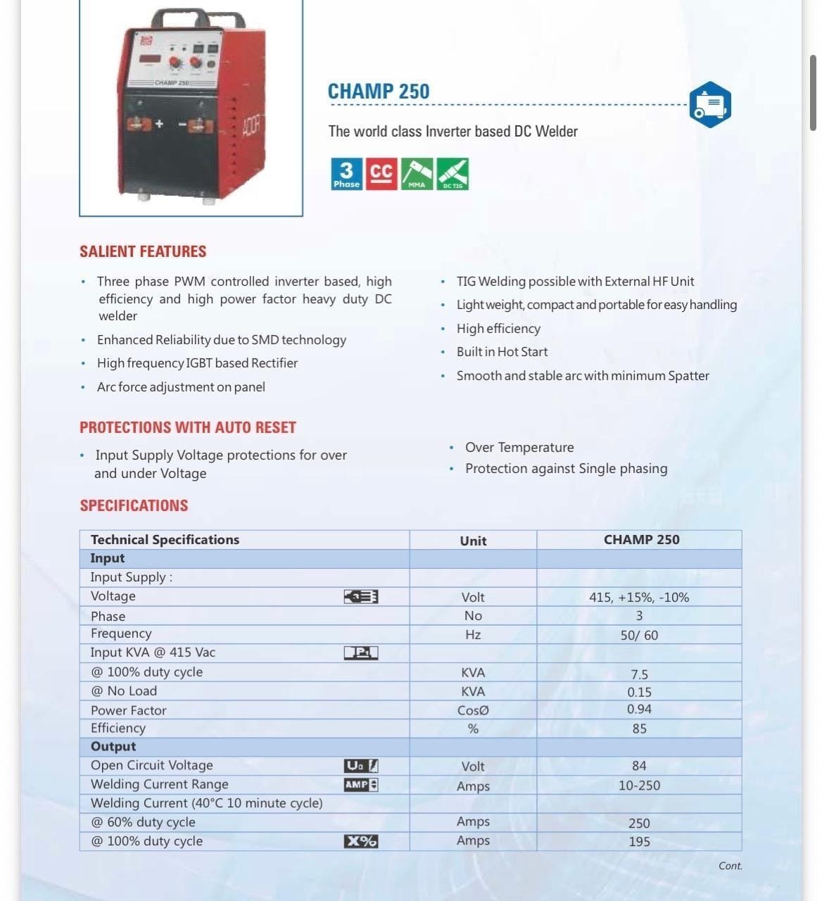 Champ 250 Inverter Welding Machine (MMA/MIG, 250A) image 2