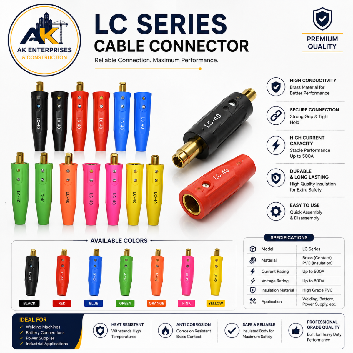 Lenco LC-10M-LG Welding Cable Connector (Light Green)
