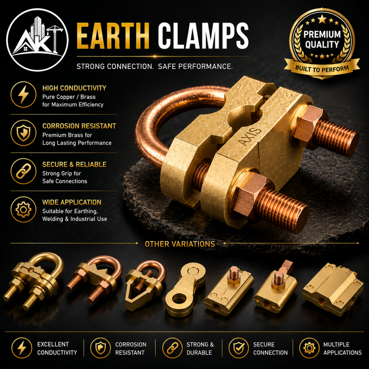 Heavy Duty Brass Earth Clamp